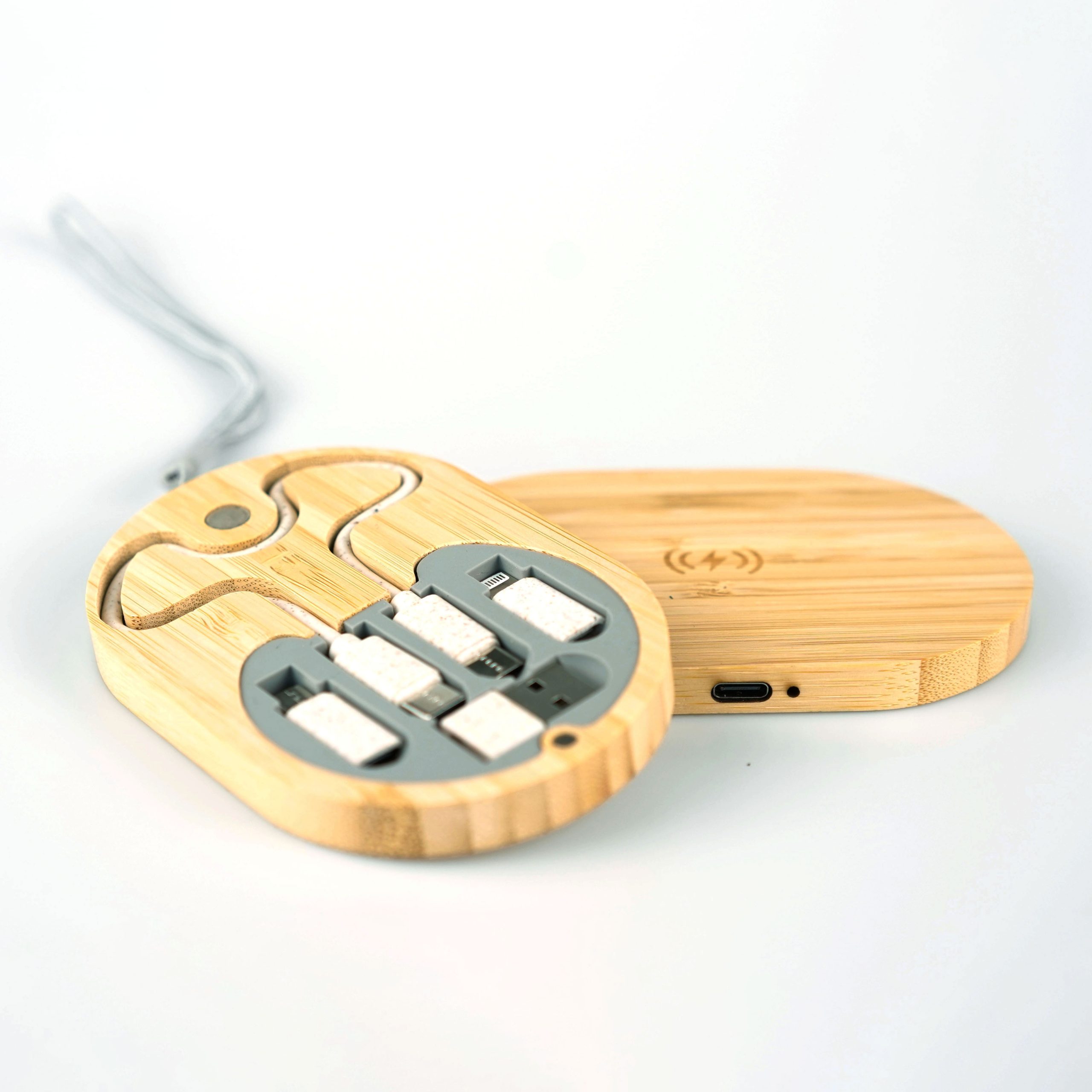 Bamboo Wireless Charger 15W with USB Cable Set